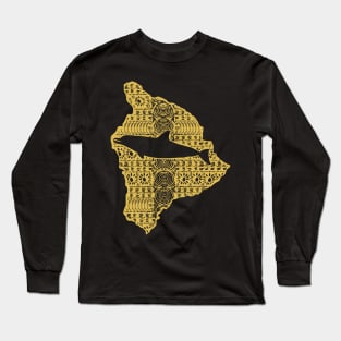 Golden Maori Dolphin Outline in a polynesian Pattern Hawaii Shape Long Sleeve T-Shirt